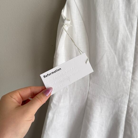 Reformation Reia Linen Dress White - www.mordernwear.com